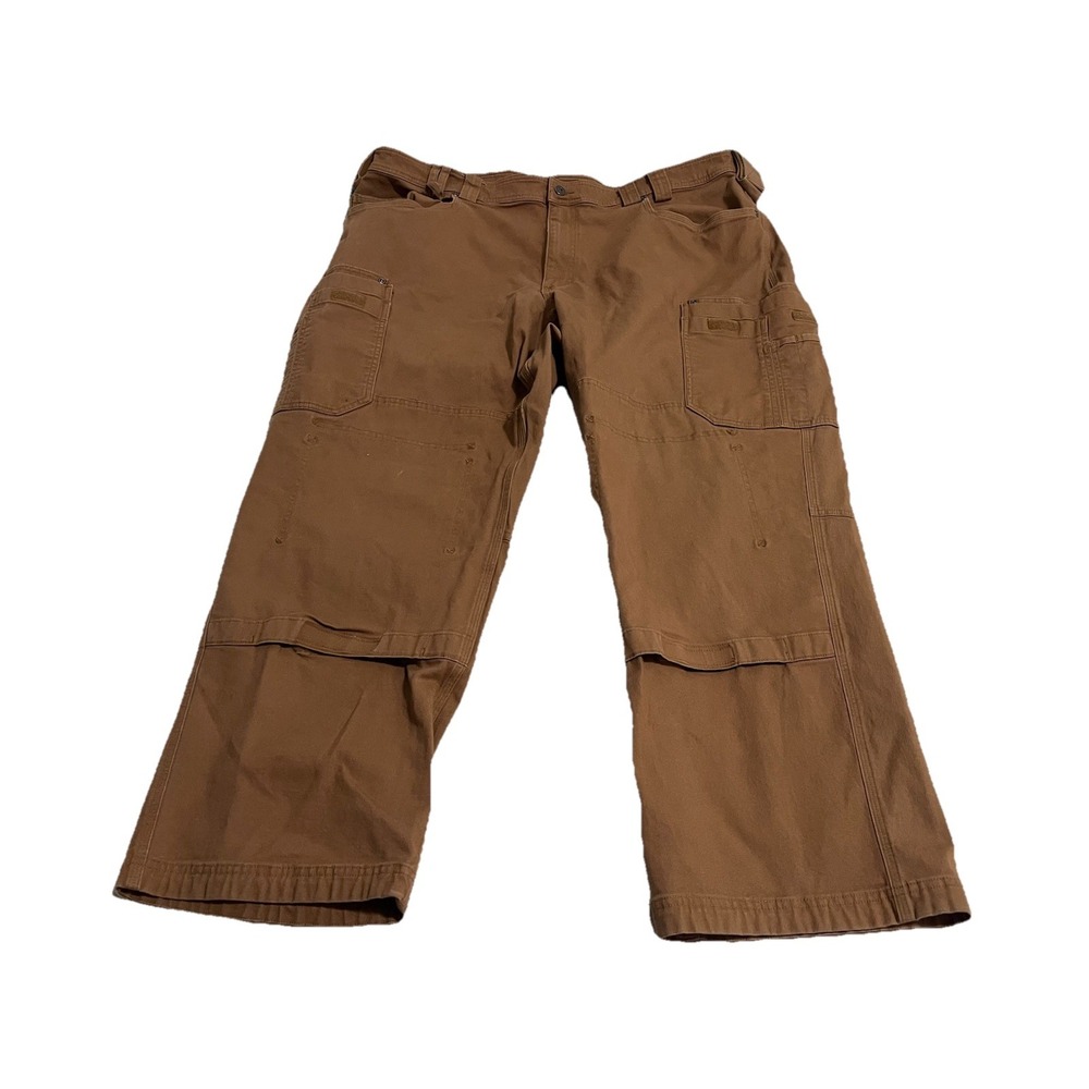 Duluth Trading Pants Size 46x30 Flex Fire Hose Brown Double Knee Cargo Canvas